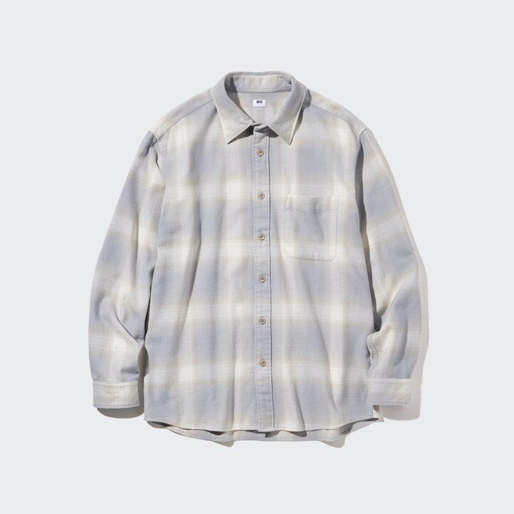 camicie da uomo a quadri in flanella uniqlo grigie