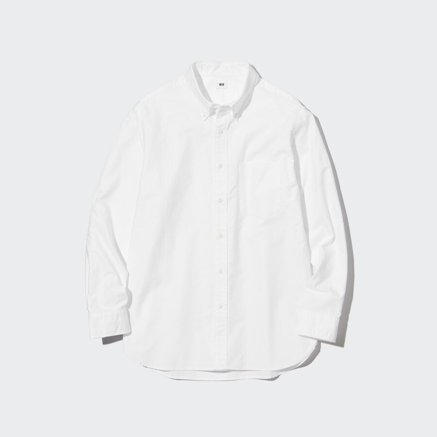 camicie da uomo uniqlo regular fit oxford con colletto abbottonato bianche