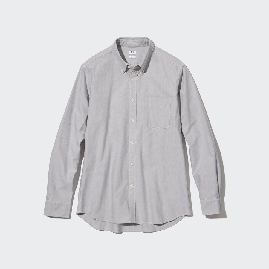 camicie da uomo uniqlo slim fit oxford grigie