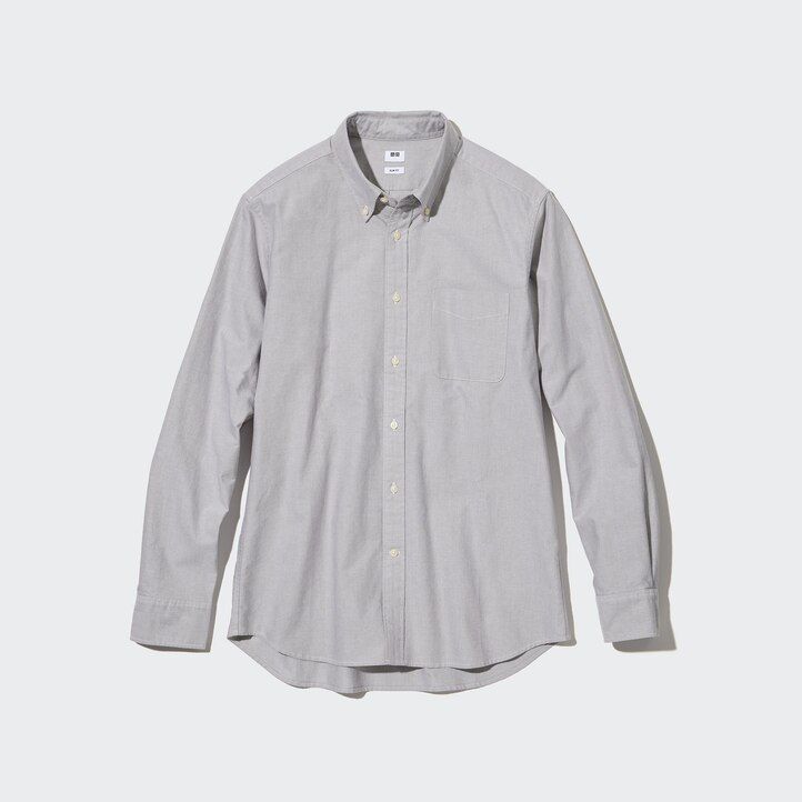 camicie da uomo uniqlo slim fit oxford grigie