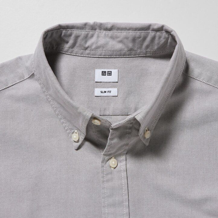 camicie da uomo uniqlo slim fit oxford grigie
