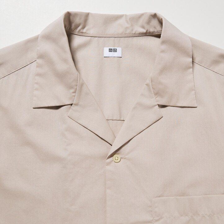 camicie da uomo uniqlo nere in misto cotone con maniche a sbuffo e collo aperto