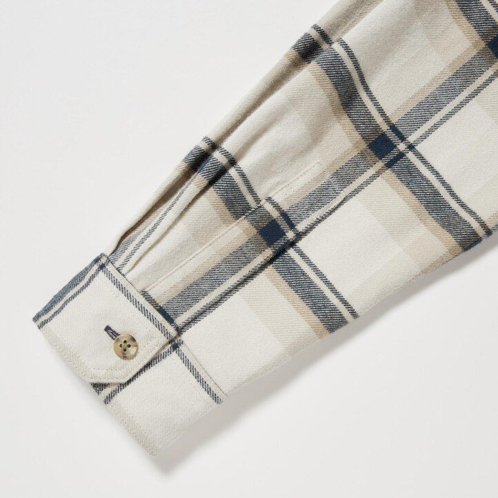 camicie da uomo uniqlo in flanella con colletto regolare vestibilità regolare beige