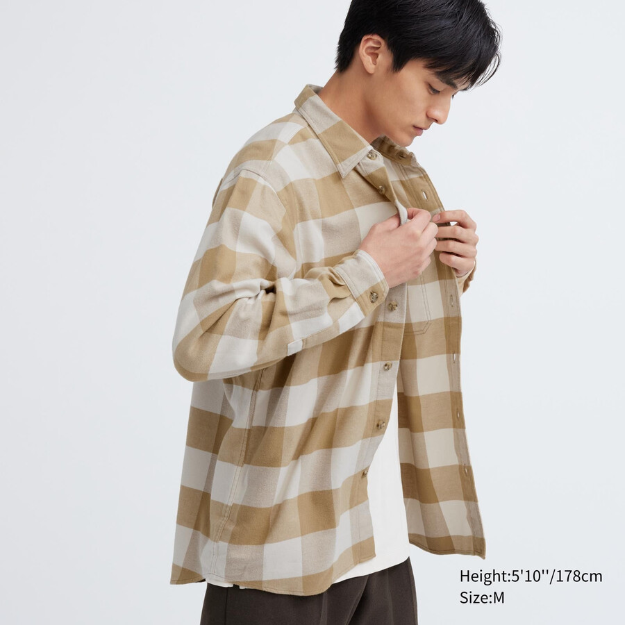 camicie a quadri in flanella uniqlo da uomo beige