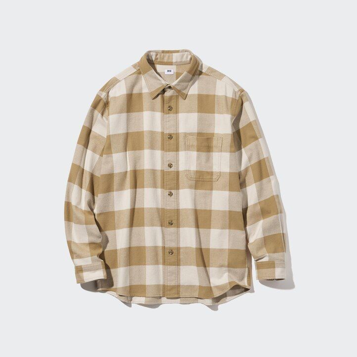 camicie a quadri in flanella uniqlo da uomo beige