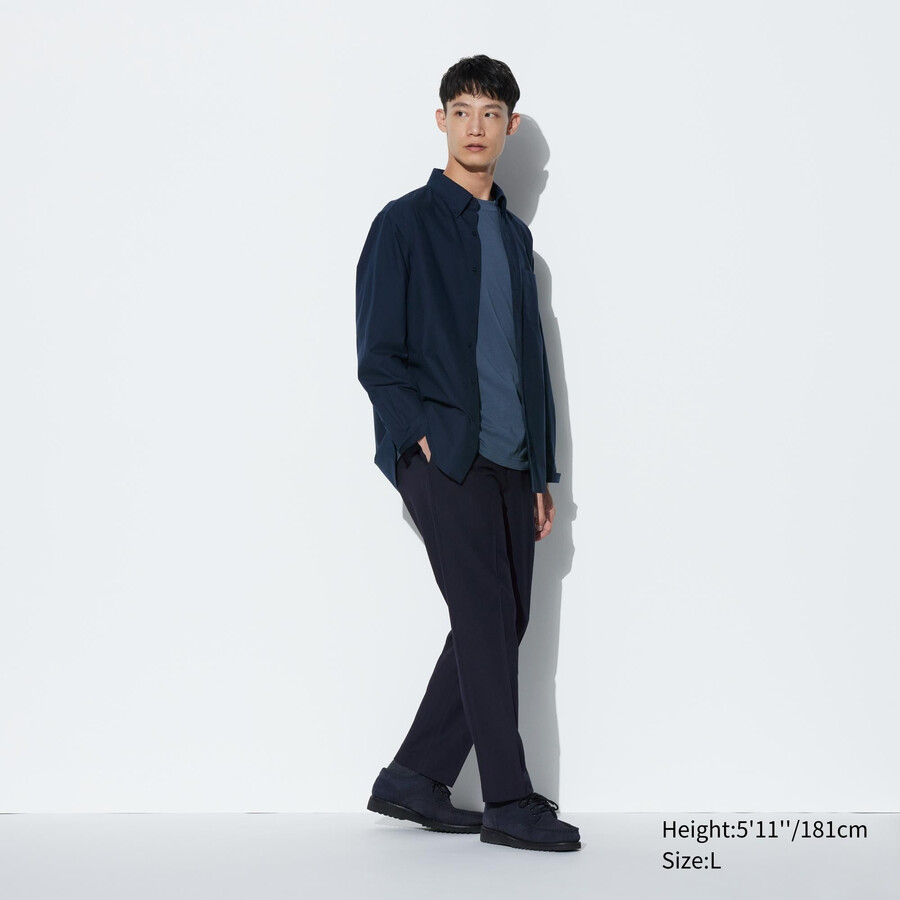 abiti eleganti uniqlo da uomo in lana alla caviglia blu navy