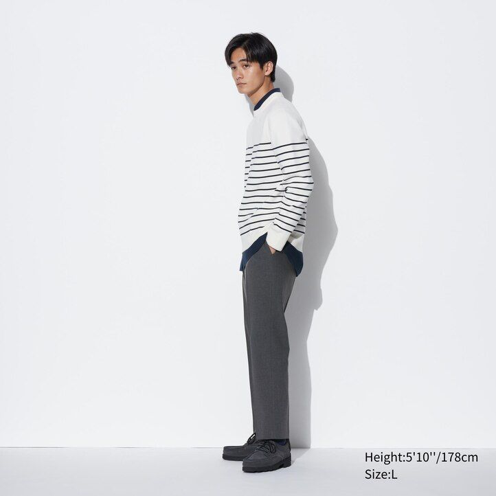 abiti eleganti uniqlo da uomo in lana alla caviglia blu navy