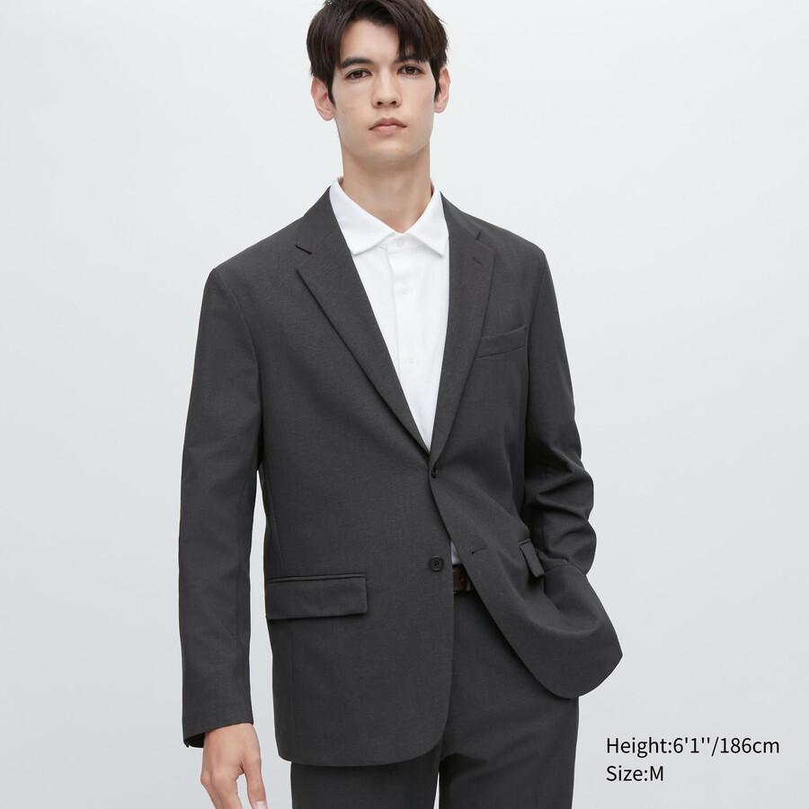 abiti da uomo uniqlo airsense ultraleggeri in lana effetto lana grigio scuro