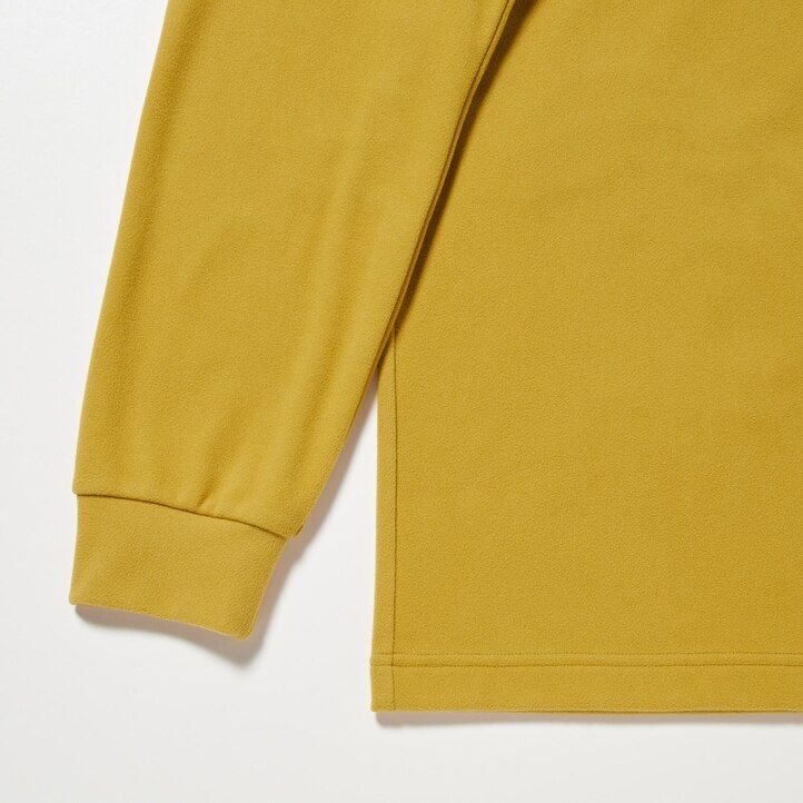 t-shirt da uomo uniqlo fleece stretch con mezza zip e maniche nere