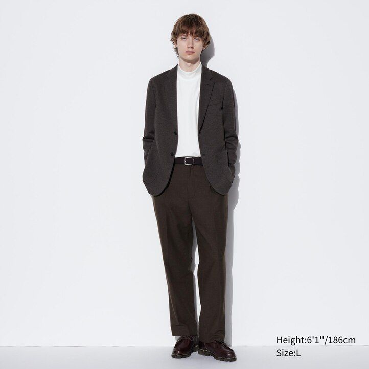 magliette a maniche lunghe con collo alto in pile elasticizzato uniqlo da uomo blu