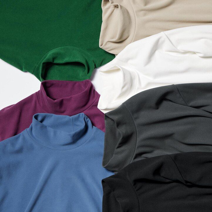 magliette a maniche lunghe con collo alto in pile elasticizzato uniqlo da uomo blu