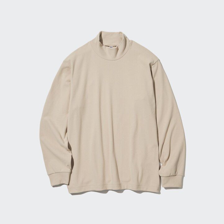 magliette a maniche lunghe con collo alto in pile elasticizzato uniqlo da uomo blu