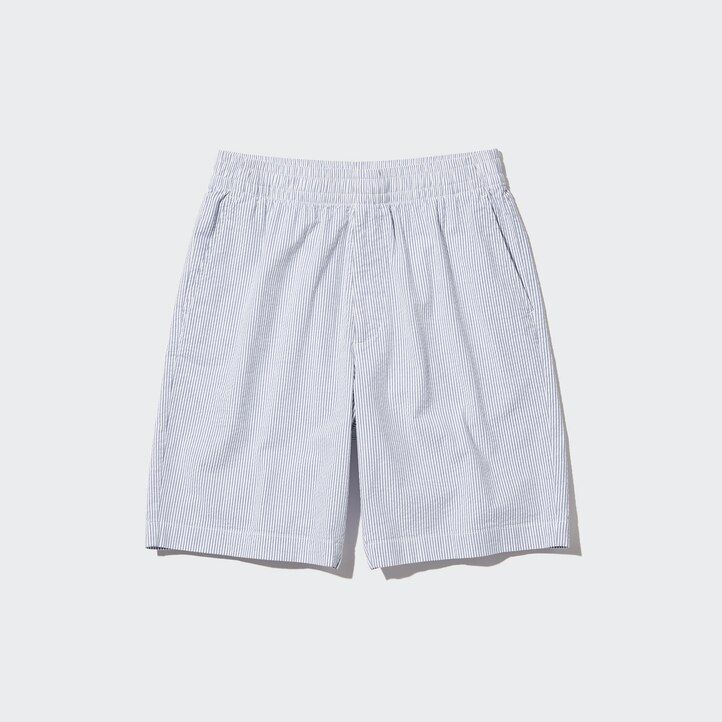 pantaloni da uomo uniqlo dry stretch seersucker easys blu