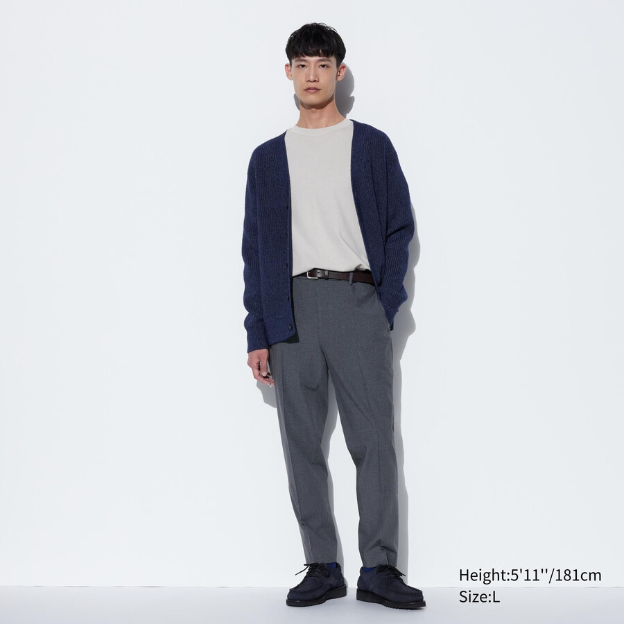 pantaloni da uomo uniqlo smart gunclub a quadri grigi lunghi fino alla caviglia