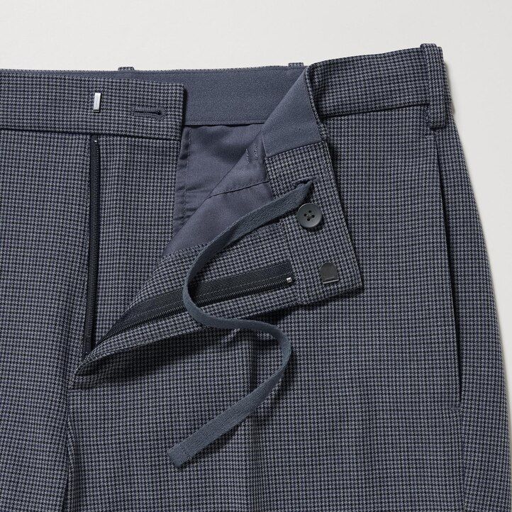pantaloni da uomo uniqlo smart gunclub a quadri grigi lunghi fino alla caviglia