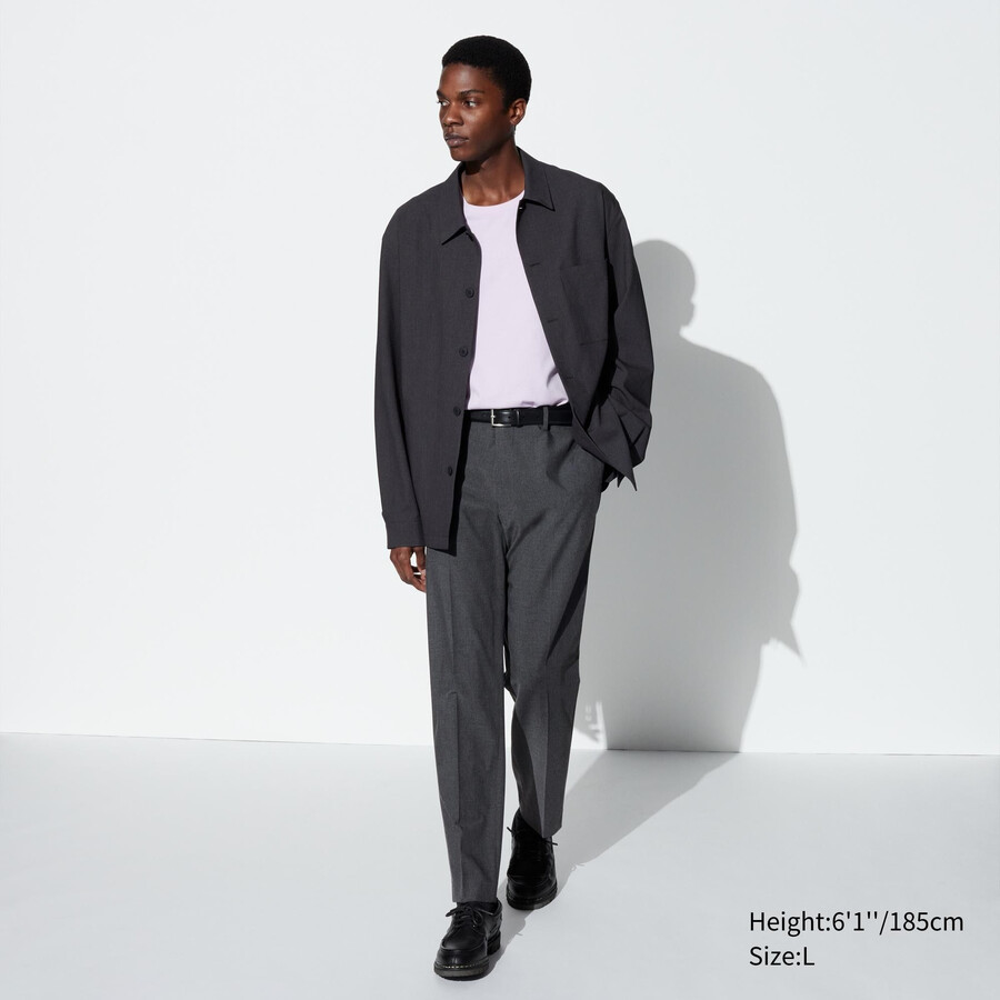 pantaloni da uomo uniqlo smart wool like alla caviglia grigi