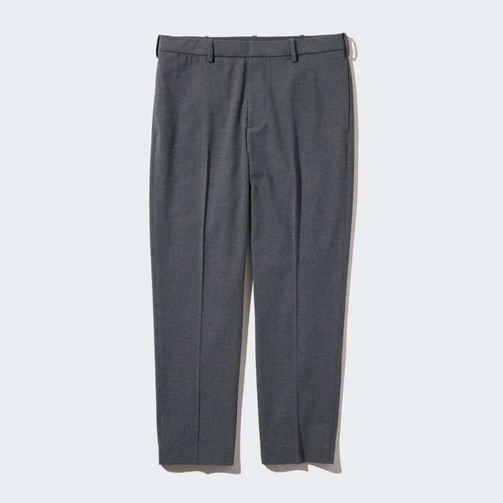 pantaloni da uomo uniqlo smart wool like alla caviglia grigi