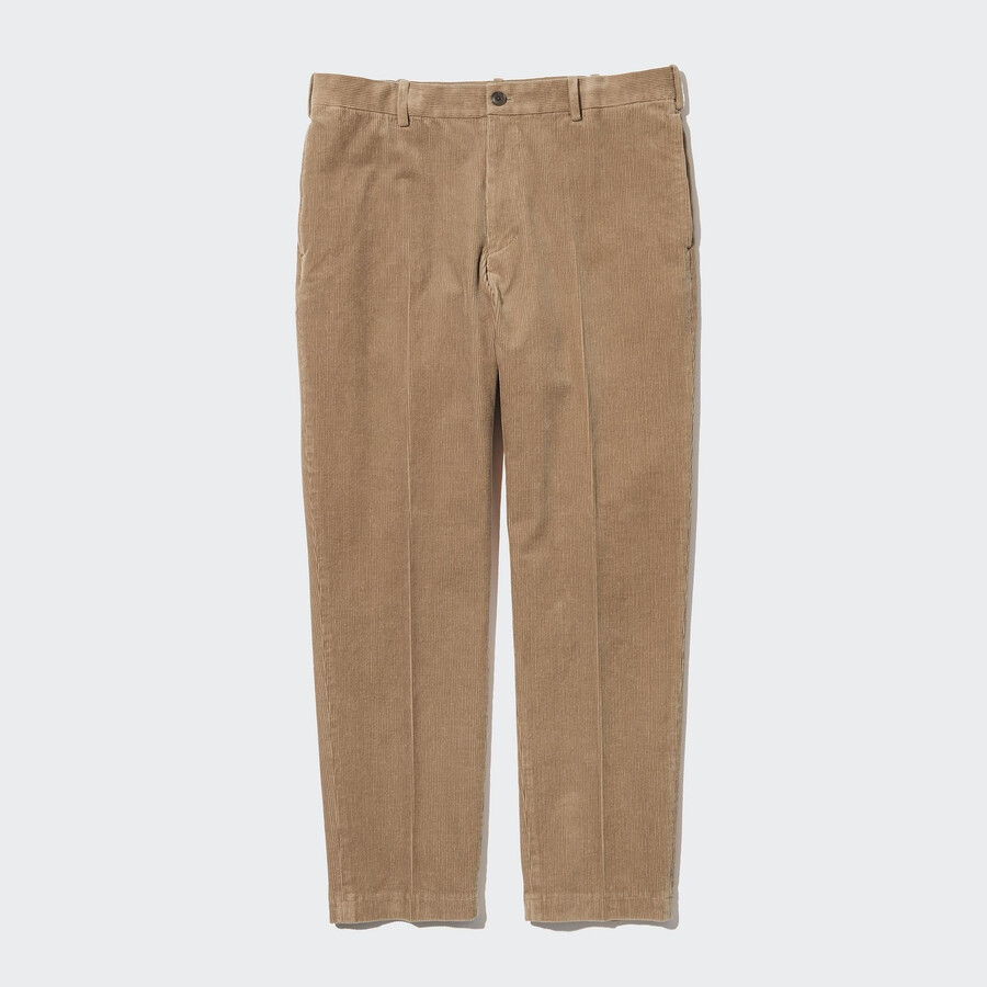 pantaloni uniqlo smart in velluto a coste da uomo lunghezza alla caviglia beige