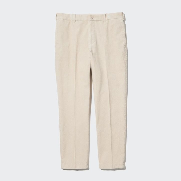 pantaloni uniqlo smart in velluto a coste da uomo lunghezza alla caviglia beige