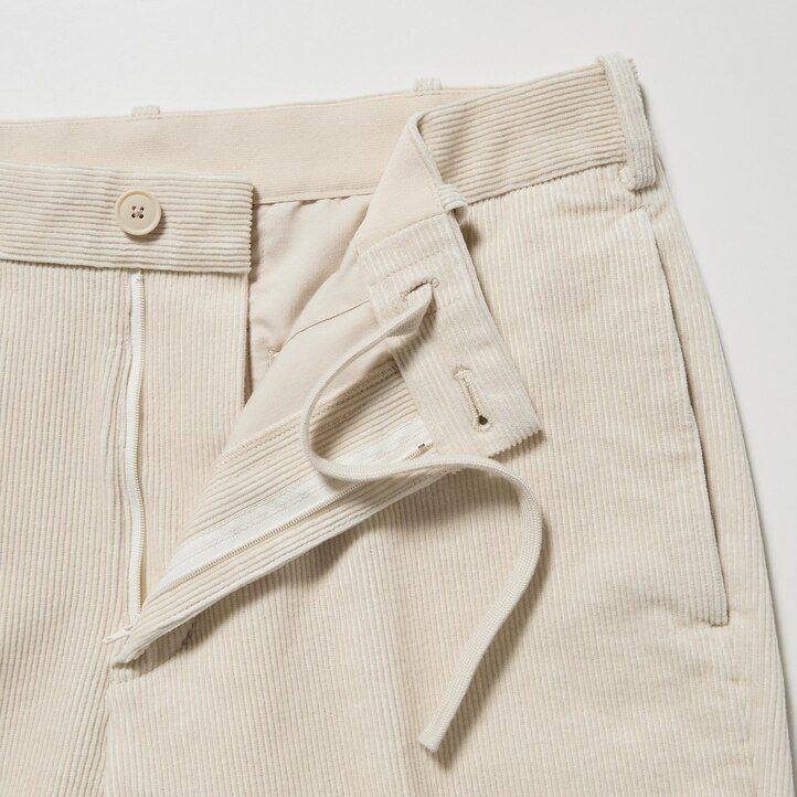 pantaloni uniqlo smart in velluto a coste da uomo lunghezza alla caviglia beige