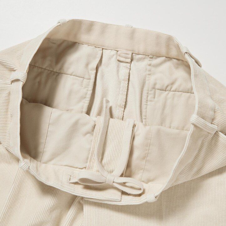 pantaloni uniqlo smart in velluto a coste da uomo lunghezza alla caviglia beige