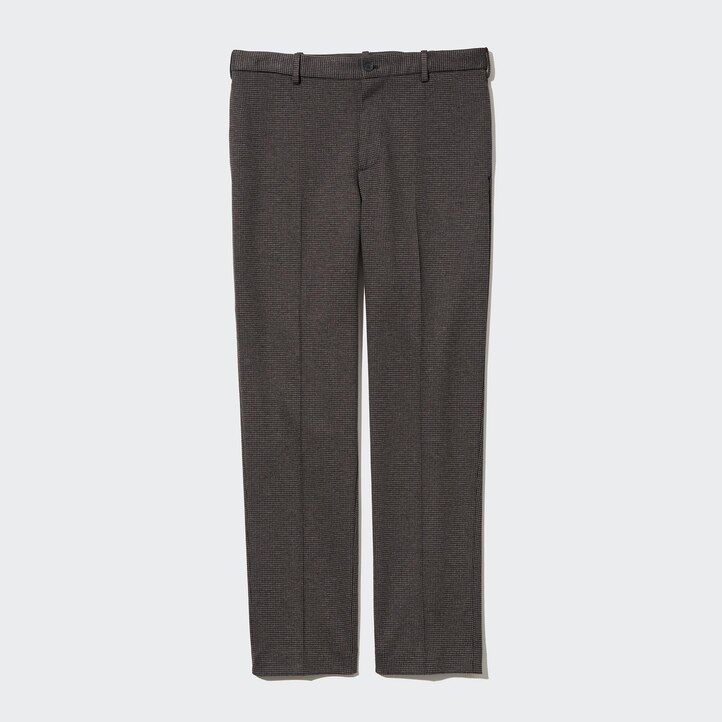 pantaloni uniqlo smart houndstooth alla caviglia da uomo marrone scuro