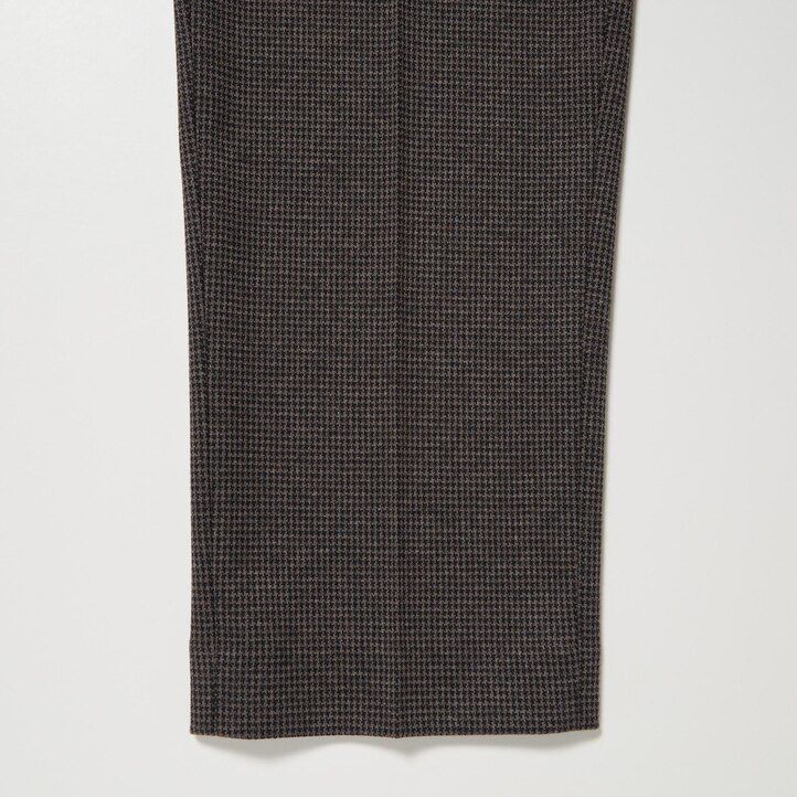 pantaloni uniqlo smart houndstooth alla caviglia da uomo marrone scuro