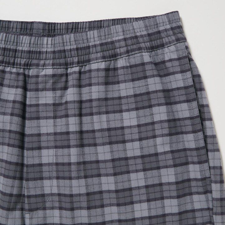 pantaloni da uomo uniqlo in flanella grigia con fantasia easy alla caviglia
