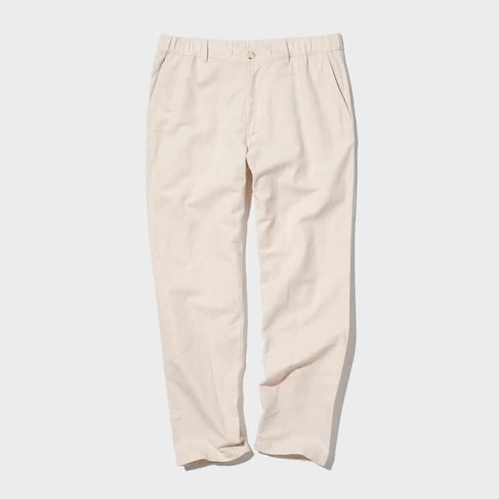 pantaloni uniqlo in misto lino oliva da uomo vestibilità comoda