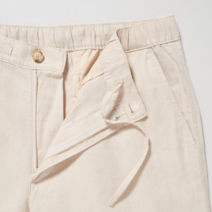 pantaloni uniqlo in misto lino oliva da uomo vestibilità comoda