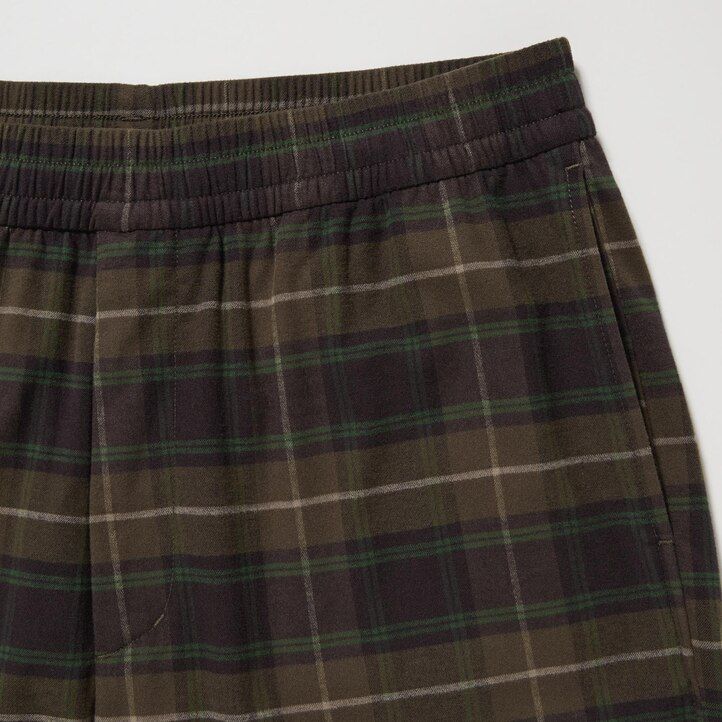pantaloni uniqlo flannel easy patterned da uomo lunghezza alla caviglia colore marrone scuro