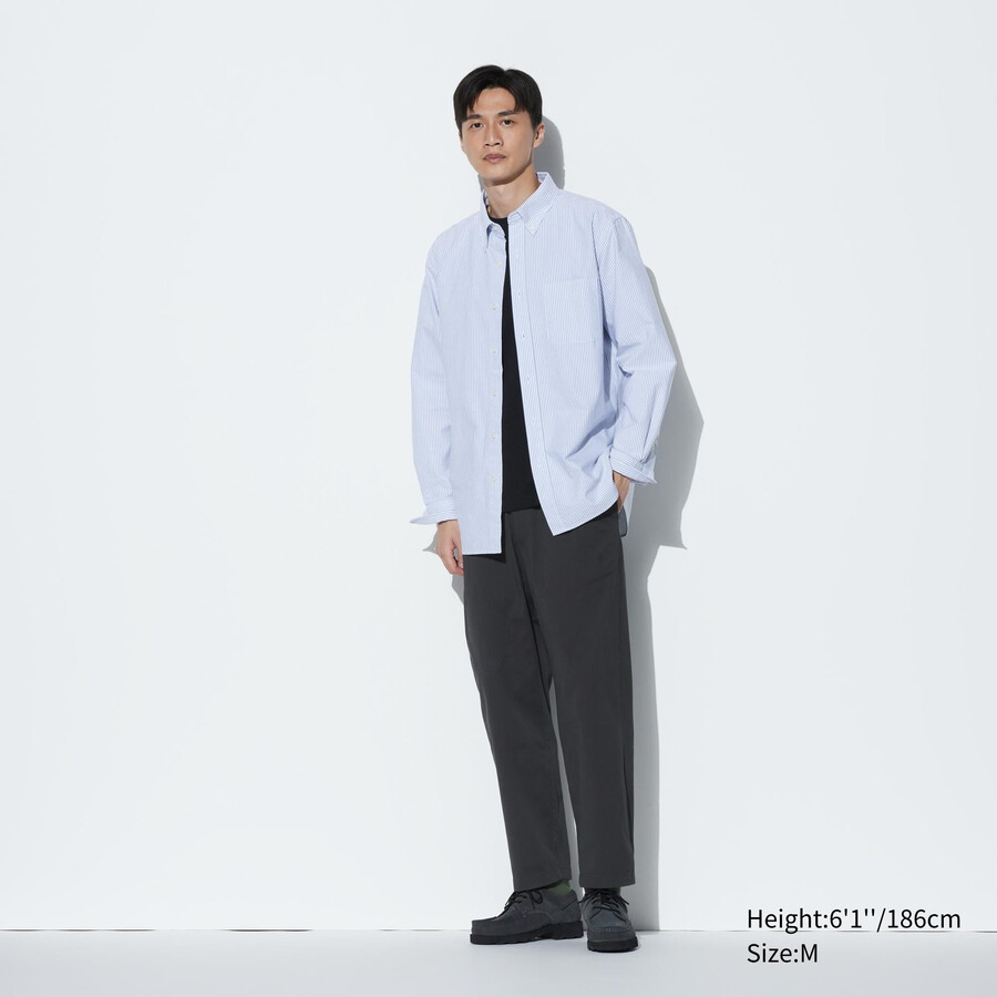 pantaloni alla caviglia uniqlo in cotone dal taglio rilassato da uomo grigio scuro