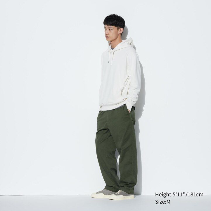 pantaloni alla caviglia uniqlo in cotone dal taglio rilassato da uomo grigio scuro