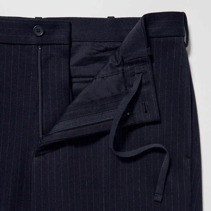pantaloni uniqlo smart a righe da uomo alla caviglia blu navy