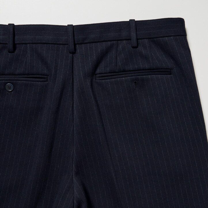 pantaloni uniqlo smart a righe da uomo alla caviglia blu navy