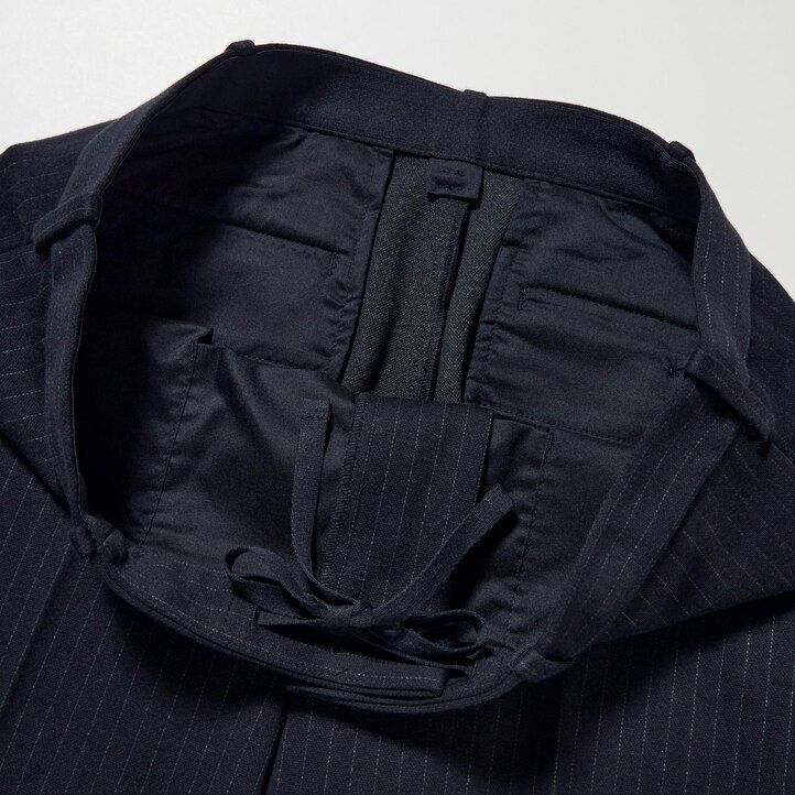 pantaloni uniqlo smart a righe da uomo alla caviglia blu navy