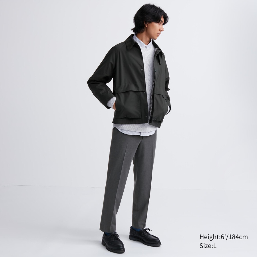 pantaloni uniqlo smart woollike da uomo grigi alla caviglia