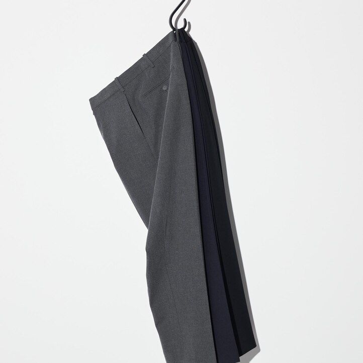 pantaloni uniqlo smart woollike da uomo grigi alla caviglia