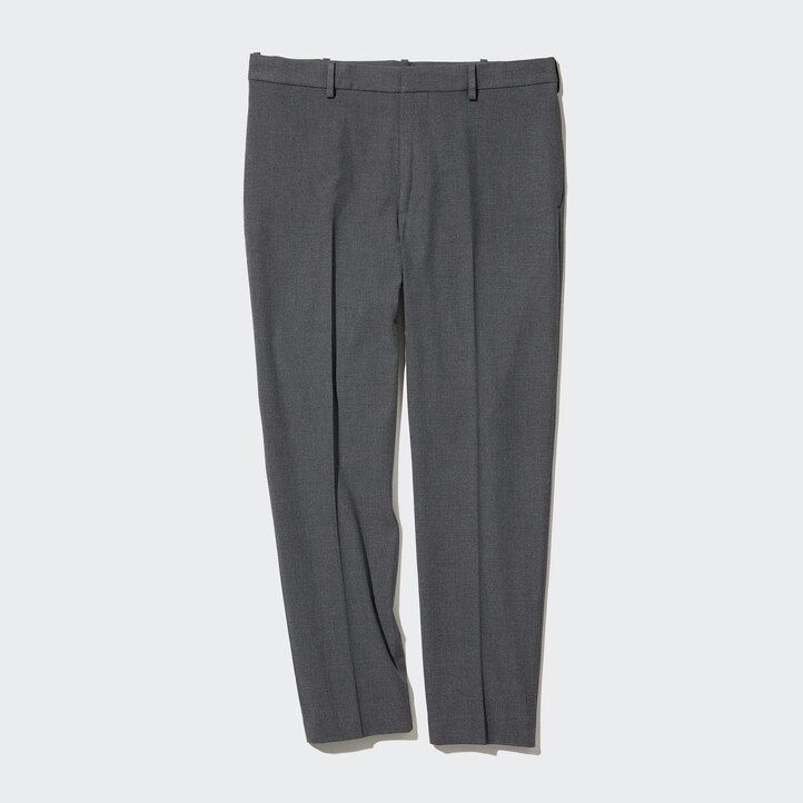pantaloni uniqlo smart woollike da uomo grigi alla caviglia