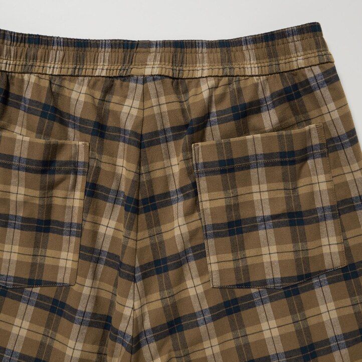 pantaloni da uomo uniqlo flannel easy patterned alla caviglia marroni
