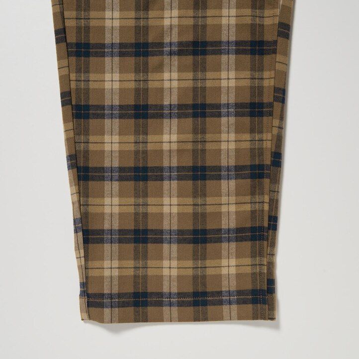 pantaloni da uomo uniqlo flannel easy patterned alla caviglia marroni