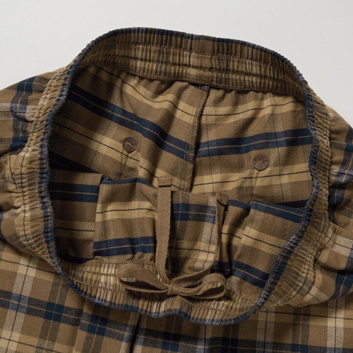 pantaloni da uomo uniqlo flannel easy patterned alla caviglia marroni