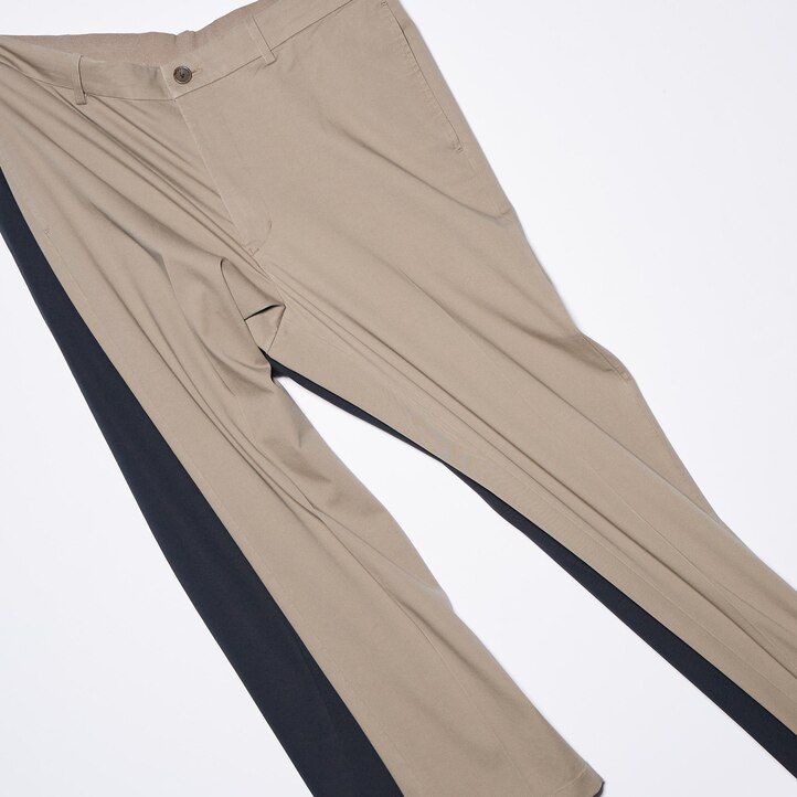 pantaloni da uomo uniqlo smart cotton beige alla caviglia
