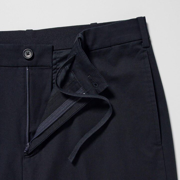 pantaloni da uomo uniqlo smart cotton beige alla caviglia