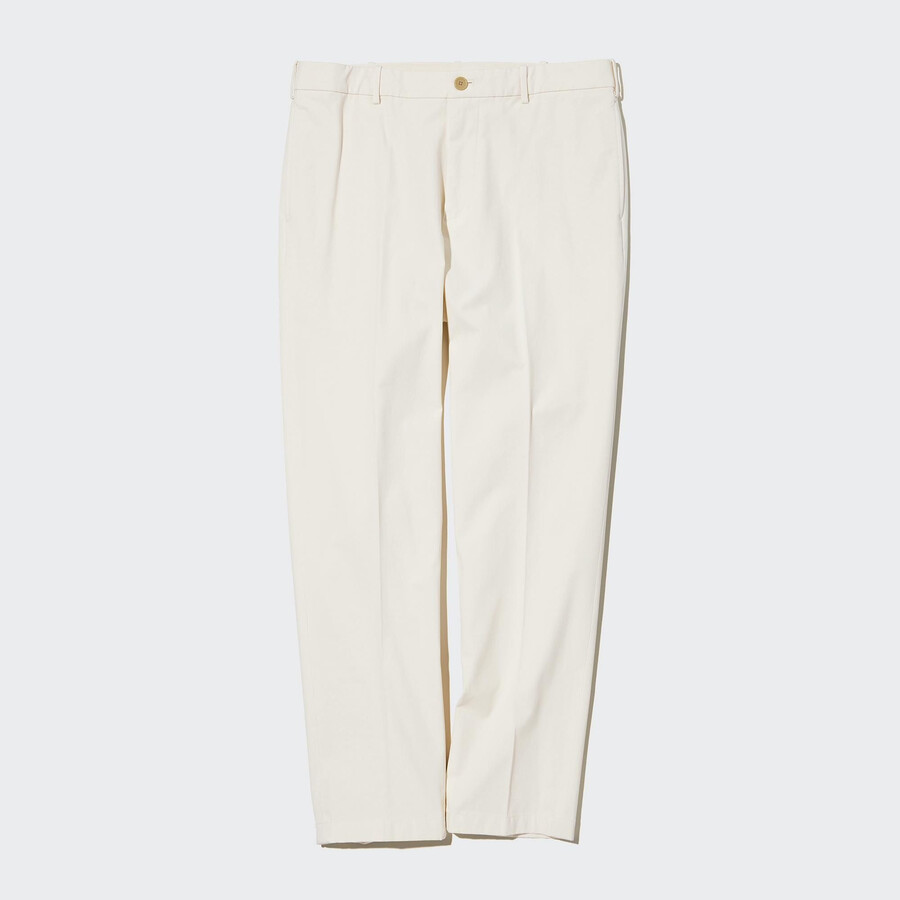 pantaloni da uomo uniqlo smart cotton bianchi alla caviglia