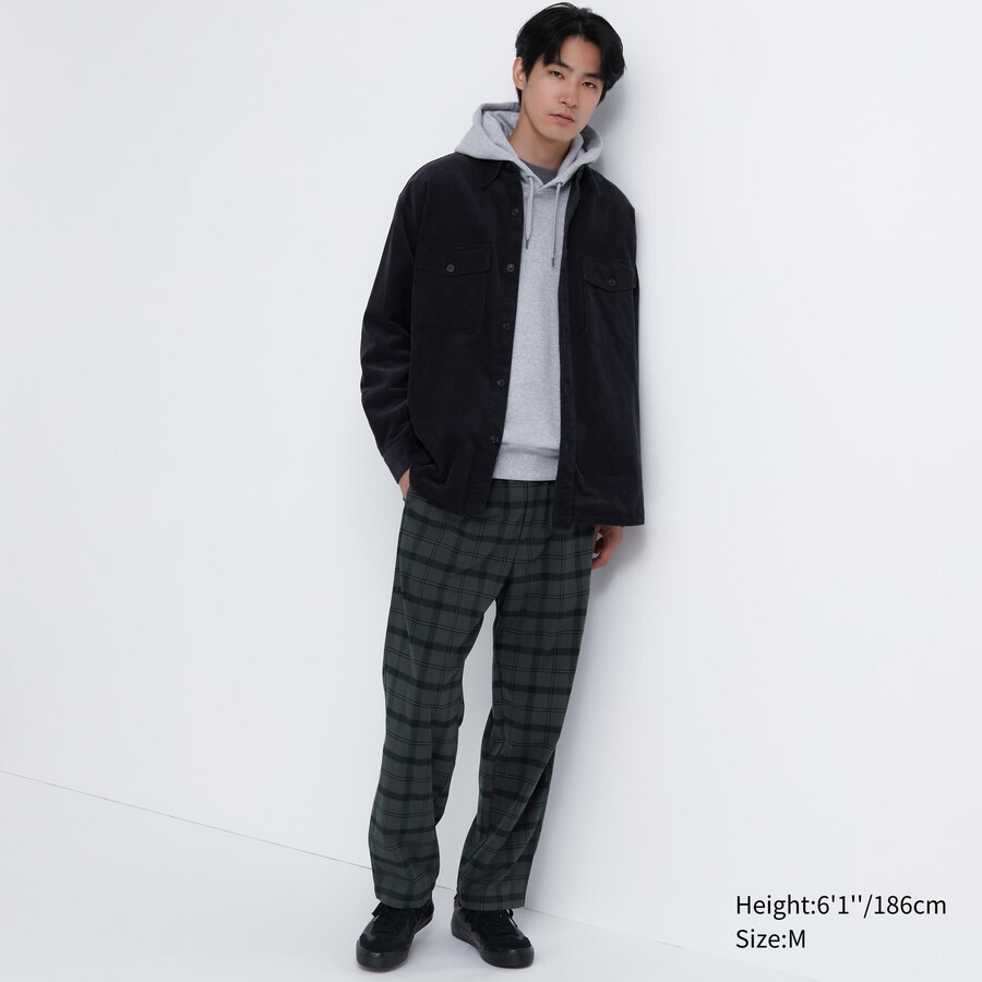pantaloni da uomo uniqlo flannel easy patterned alla caviglia grigio scuro