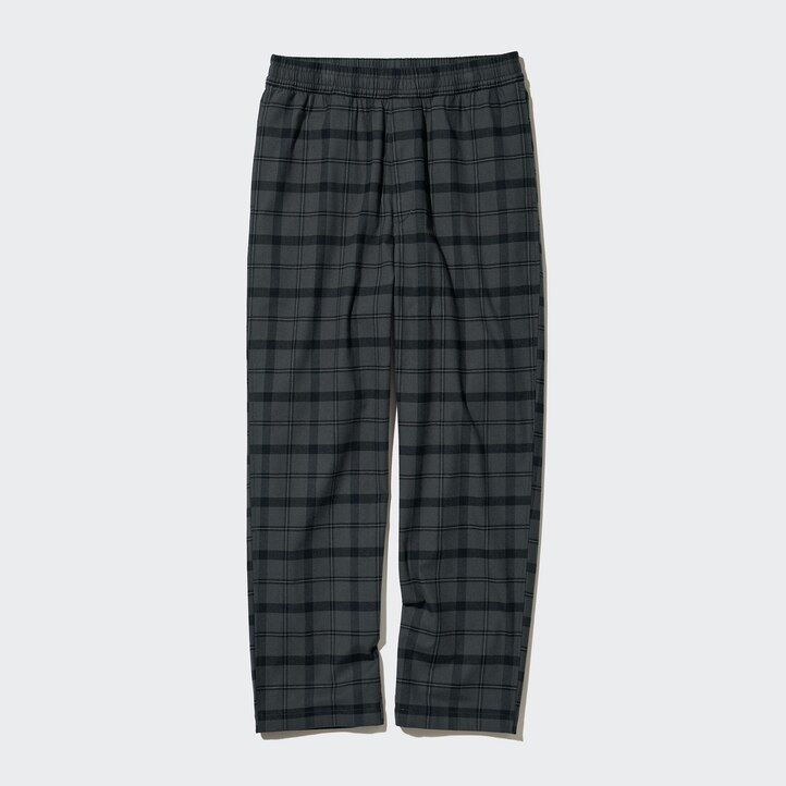 pantaloni da uomo uniqlo flannel easy patterned alla caviglia grigio scuro