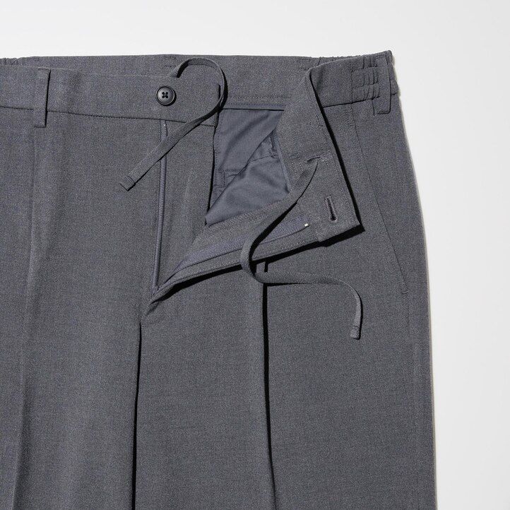 pantaloni a gamba larga uniqlo plissettati da uomo beige