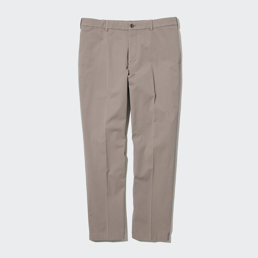 pantaloni uniqlo smart cotton alla caviglia da uomo beige