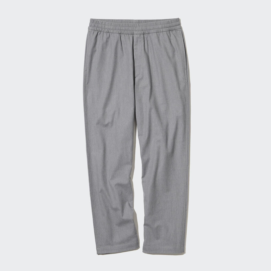 pantaloni uniqlo in flanella alla caviglia da uomo grigi